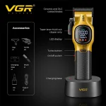 ماشین اصلاح حرفه‌ای وی جی ار V-886C با تیغه سرامیکی و استند شارژ