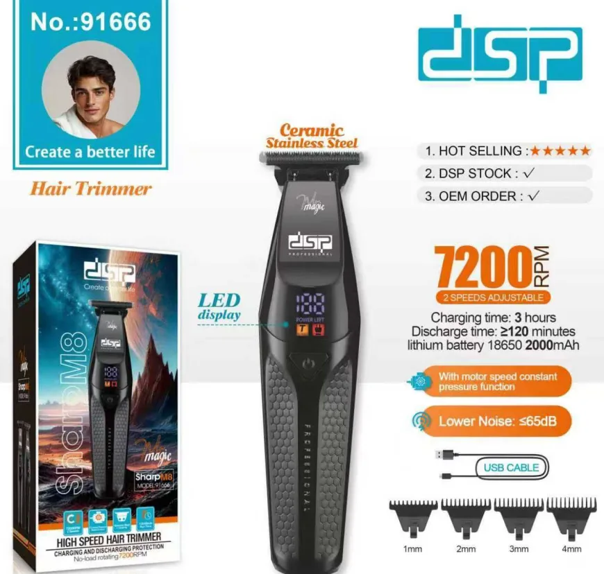 ماشین اصلاح و خطزن حرفهای دیاسپی مدل DSP 91666 سری Sharp M8 ماشین اصلاح و خطزن حرفهای دیاسپی مدل DSP 91666 سری Sharp M8