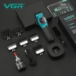 ماشین اصلاح حرفه‌ای وی جی ار V-886C با تیغه سرامیکی و استند شارژ